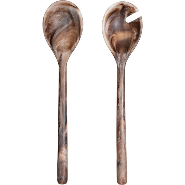 2pc Tempa Marlow 33cm Polyresin Salad Server Spoon/Fork Serving Utensil Espresso