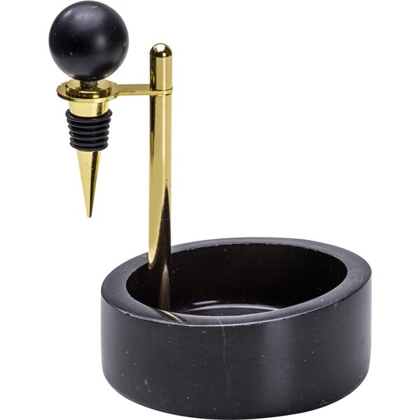 Tempa Emerson 17.5cm Wine Bottle Holder Set Marble/Stainless Steel Storage Black