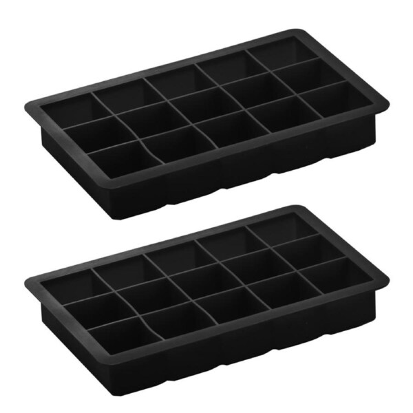 2pc Tempa Quinn Silicone 18cm Mini Square Ice Cube Tray Maker Freezer Mould BLK