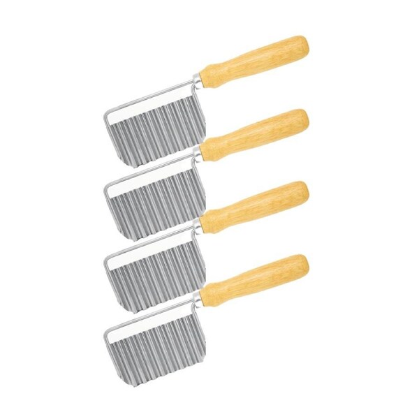 4x Cuisena Stainless Steel Crinkle Potato/Vegetable Cutter Slicer w/ Wood Handle