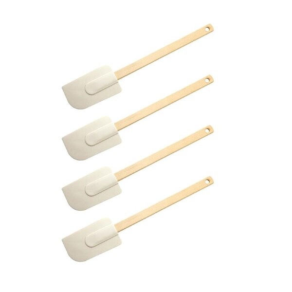 4x Cuisena 28cm Rubber Spatula Cooking/Baking Utensil Scraper w/ Long Handle WHT