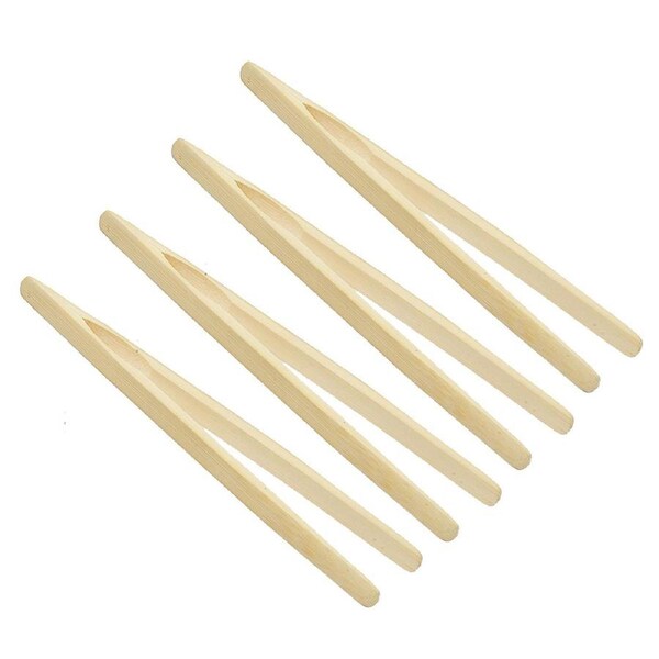 4x Cuisena Magnetic Bamboo Toast Tongs Bread/Bagel Clip Kitchen Cooking Cream
