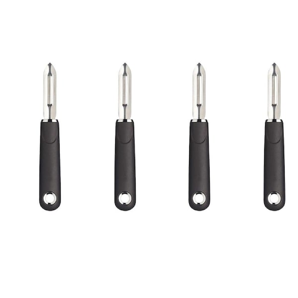4x Mastercraft 18cm Soft Grip Stainless Steel Fixed Head Veggie/Fruit Peeler