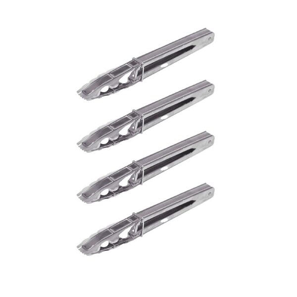 4x Cuisena 22cm Stainless Steel Locking Tong Kitchen Serving Cooking Utensil SLV