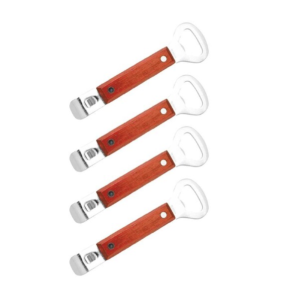 4x Cuisena Can & Bottle Cap Opener w/ Wooden Handle Home/Kitchen Utensil Brown