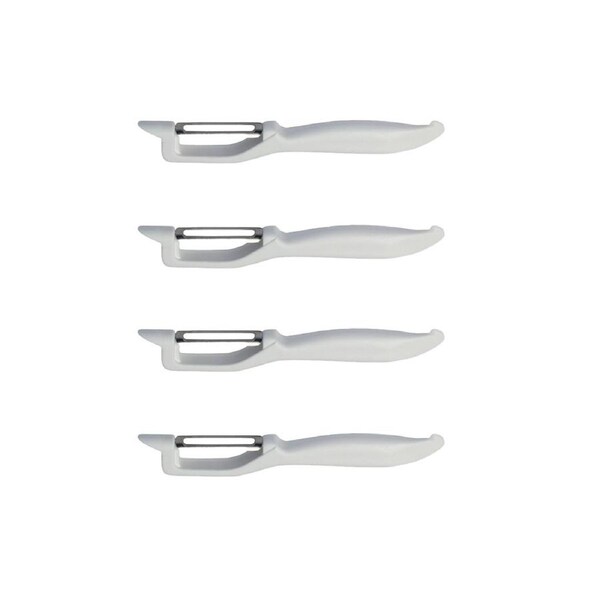 4x Cuisena Vegetable/Fruit Plastic/Stainless Steel Comfort Swivel Peeler White
