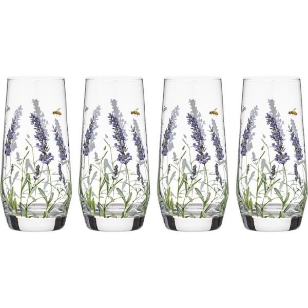 4pc Ashdene Lavender Fields 540ml Crystal Glass Highball Tumbler Drinking Set