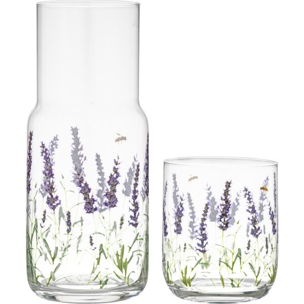 2pc Ashdene Lavender Fields 1L Crystal Carafe Water Pitcher & 450ml Glass Set