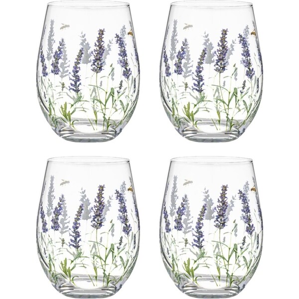 4pc Ashdene Lavender Fields 470ml Crystal Glass Tumbler Drinking Glasses Set