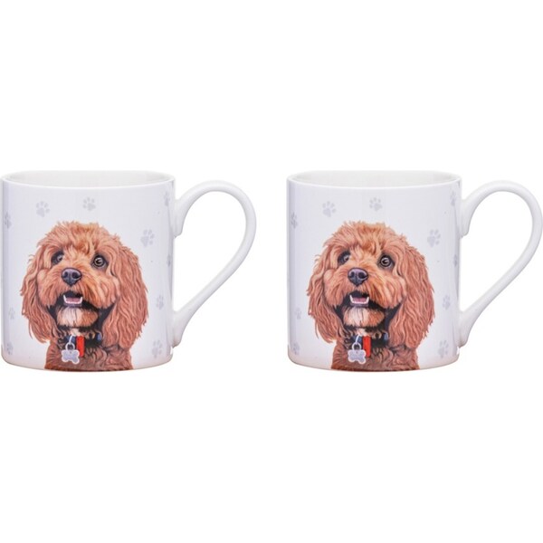2x Ashdene Paws & All 380ml Mug Coffee/Tea Drinking Cup New Bone China Cavoodle