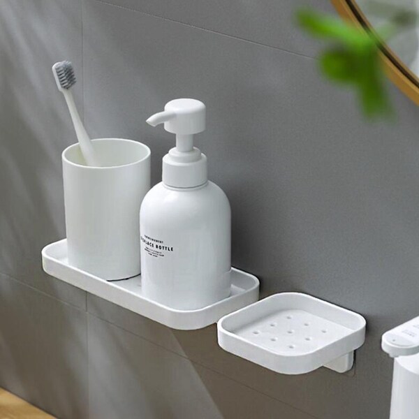 2Pcs Wall Mounted Drain Shelf Toilet Wash Rack Bathroom Wall Hanging Holder