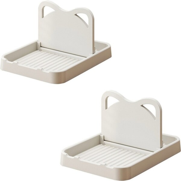 2Pcs Kitchen Pot Lid Shelf l Foldable Wall Hanging Soup Spoon Storage Rack