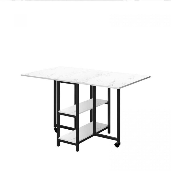 Folding Dining Table Extendable Room Outdoor Furniture Kitchen Home Dinner Desk Camping Picnic Foldable Wooden Metal with Shelves Wheels