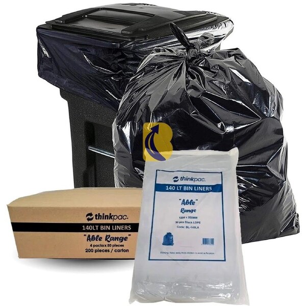 140L Bin Liners - 23um - 200 Bags (Able/Grade 2)