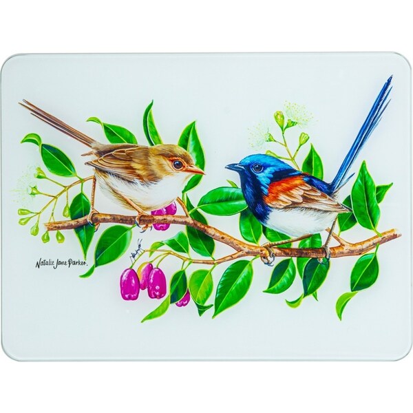 Ashdene Australian Birds 30x40cm Glass Surface Protector Rectangle Fairy Wren