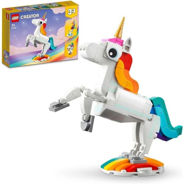 LEGO Creator Magical Unicorn 31140 Building Toy Set; Features Unicorn, Seahorse and Peacock Models; Mythical Creatures for Kids Aged 7+ Who Love Building and Imaginative Play
