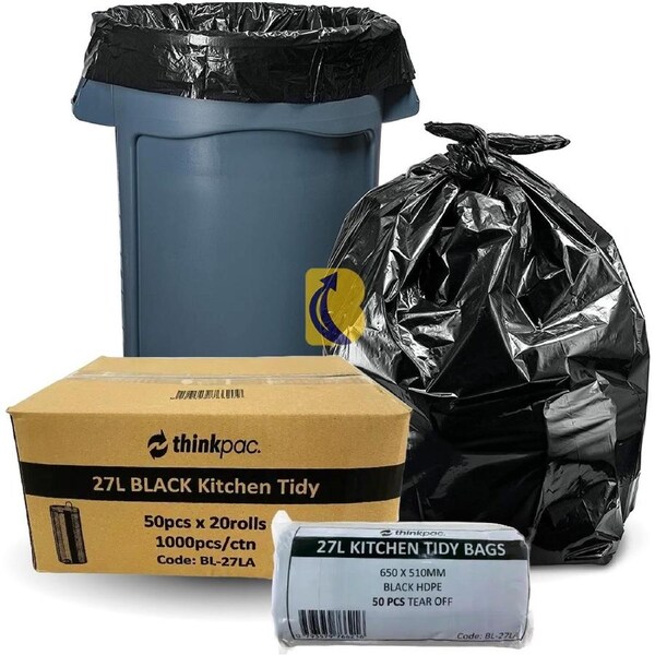27L Bin Liners - 10um - 1,000 Bags (Office/Kitchen Tidy Liners)