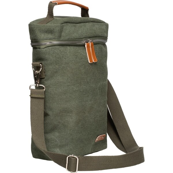 Tempa Kayce Adjustable Insulated 34cm Double Wine Bag Cotton Storage Olive Green