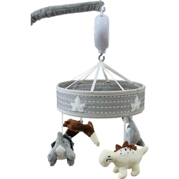 Mamakiddies World of Dinosaur Baby Cot Mobile Set Musical Soft Animals Hanging Rattle Toys Mute Spin Motor Nursery Sleeping Machine for Infant 0 3 6 9 Months Newborn Toddler Gifts