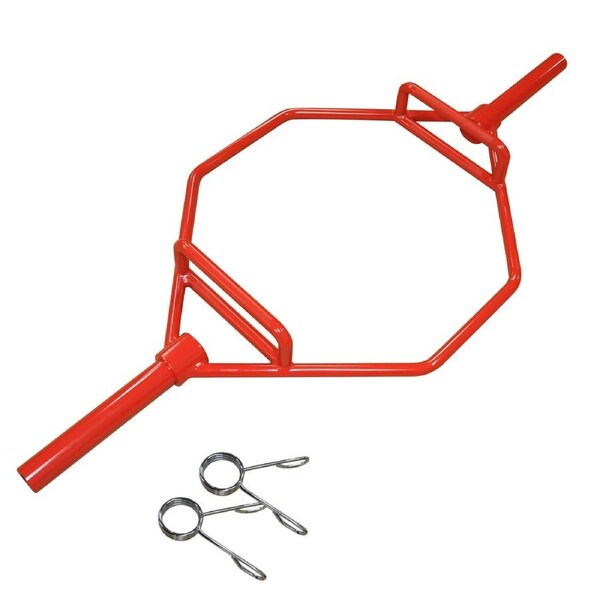 150cm - 22kg Red Olympic Shrug Deadlift Barbell Trap Bar - 2 Free Spring Collars