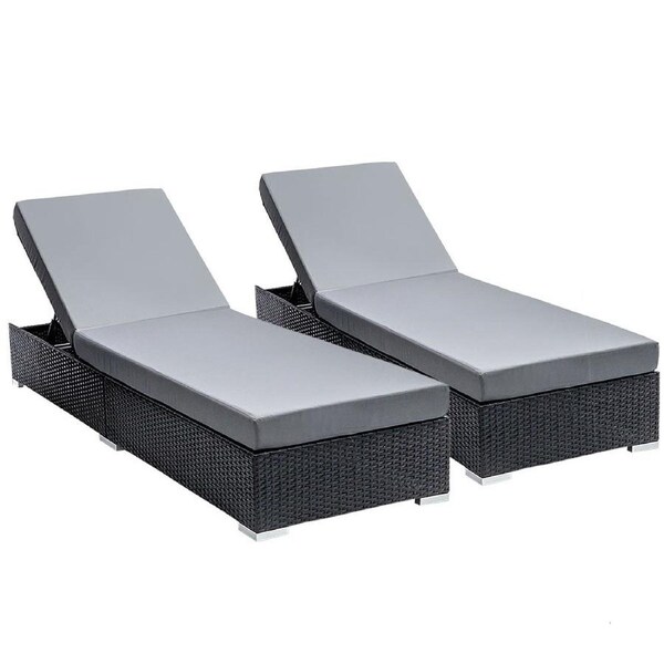 Outdoor Sun Lounge Wicker Furniture Rattan Garden Sofa Bed - Black