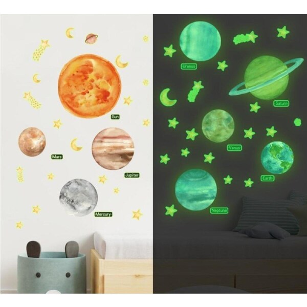 Glow In The Dark Galaxy Planets Wall Decal Sticker Ceiling Home Room Decor