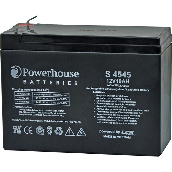 Powerhouse 12V 10Ah Sealed Lead Acid SLA Gel Battery 6.3mm-F2