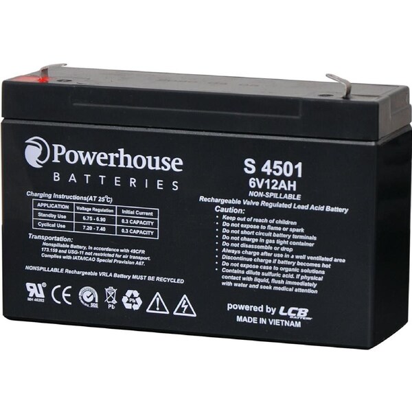Powerhouse 6V 12Ah Sealed Lead Acid (SLA) Battery 4.8mm/F1