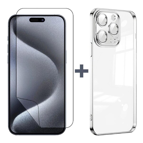 For Apple iPhone 15 PRO MAX Clear Phone Case Cover and Soft Screen Protector