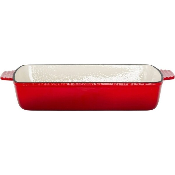 Healthy Choice Enamelled Cast Iron 38.5x23cm Rectangular Roaster (3.4L) - Red