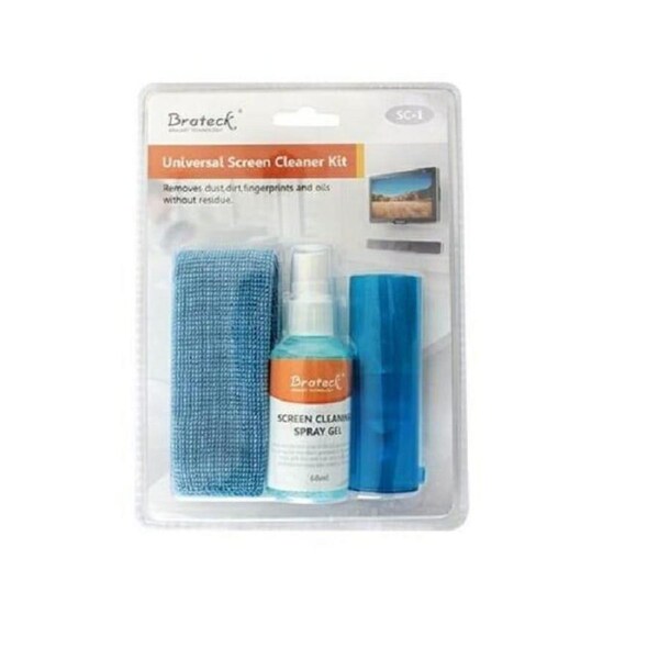 Brateck 3-in-1 Screen Cleaner Kit 1 x 60ml + 200x200mm Pearl Cloth Soft Brush Accessories - SC-1