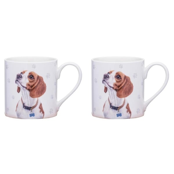 2x Ashdene Paws & All 380ml Mug Coffee Drink Cup w/Handle New Bone China Beagle