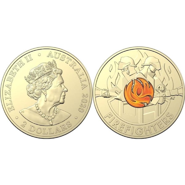 $2 2020 Firefighters Coloured Uncirculated AUS TWO DOLLAR Coin