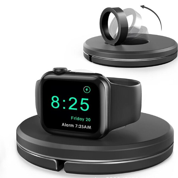 ZUSLAB Apple Watch Charger Stand for Apple Watch Series Ultra2 / Ultra / 9 / 8 / 7 /6 Portable Charging Station Cable Management Dock Holder - Black