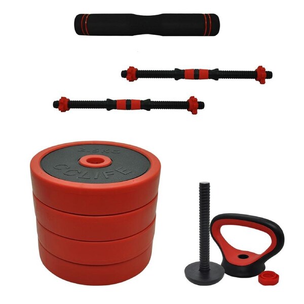 10kg Cast Iron All-in-One Multi-function Barbell Dumbbell Kettlebell Weight Set