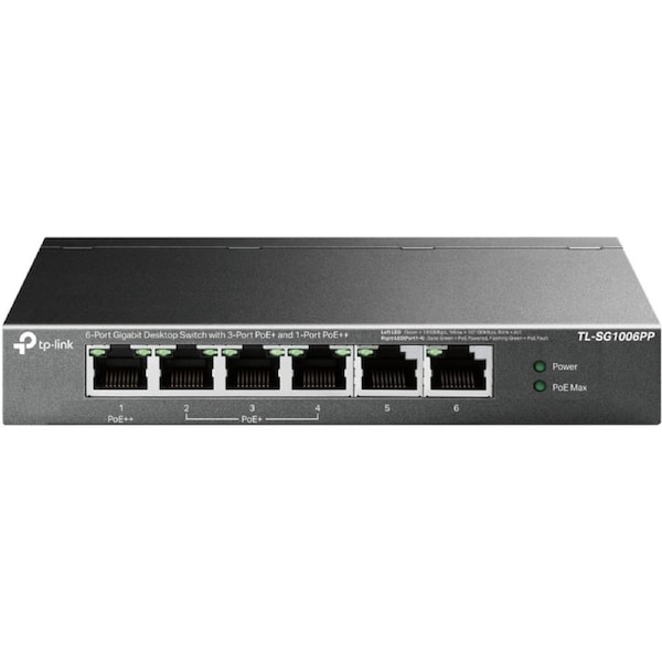 TP-Link TL-SG1006PP 6-Port Gigabit Desktop Switch with 3-Port PoE+ 1-Port PoE++