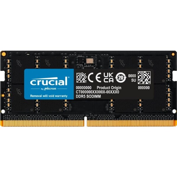 Crucial 32GB(1x32GB) Classic SODIMM DDR5 Memory, 5600Mhz CL46 RAM Black [CT32G56C46S5]