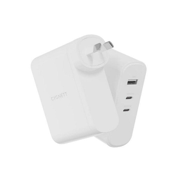 Cygnett PowerMaxx 100W Multiport GaN Wall Charger White, 1xUSB-A 18W,2xUSB-C [CY4373PDWCH]