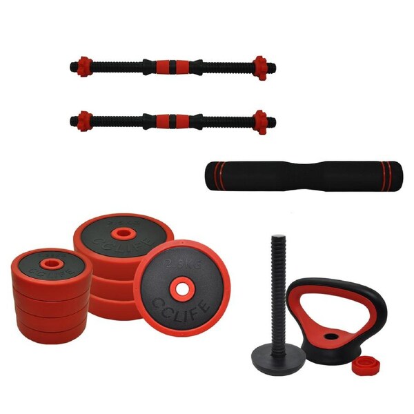 15kg Cast Iron All-in-One Multi-function Barbell Dumbbell Kettlebell Weight Set