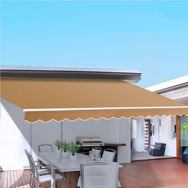 4Mx2.5M InstaHut Folding Arm Awning Retractable Outdoor Awning Sunshade Beige