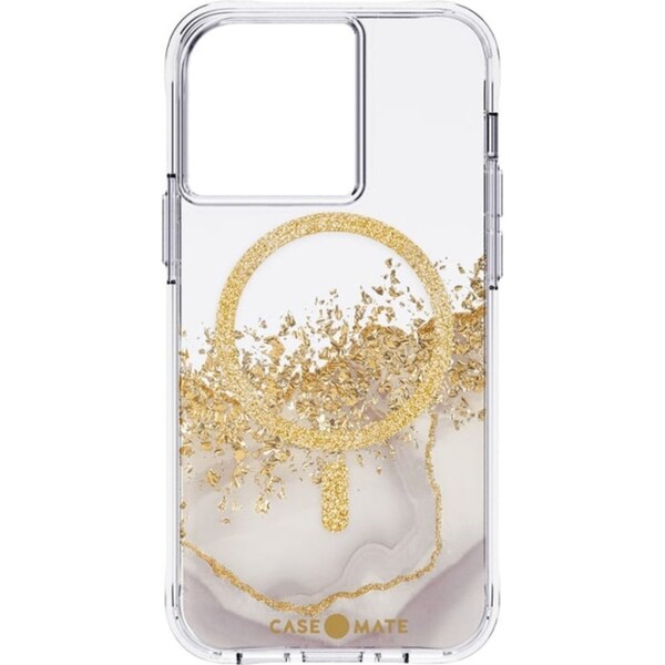 Case-Mate Karat Marble MagSafe Case For iPhone 15 - White / Gold
