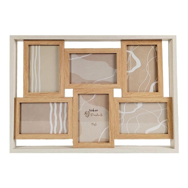 Urban Kolby Wooden 49x35cm Multi Photo Frame Picture Display Decor Oak/White