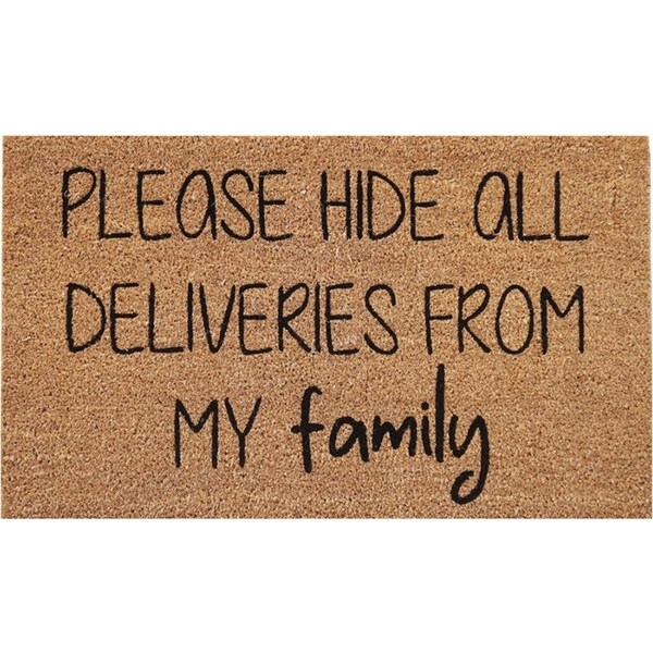 Urban 45x75cm Please Hide All Deliveries From My Family Doormat Home Rug Brown