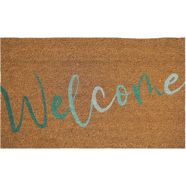 Urban 45x75cm Welcome Coloured Coir Doormat Home Carpet Floor Mat Rug Green/Blue