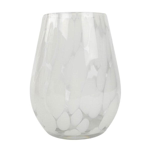 Urban Tommy Speckle 17cm Glass Flower Vase Home Decorative Display Medium White