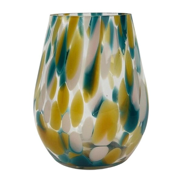 Urban Tommy Speckle 17cm Glass Flower Vase Home Decor Display Medium Blue/Beige