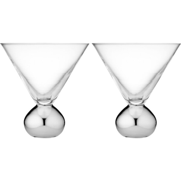 2pc Tempa Astrid 300ml Martini Glass Cocktail Glassware Drinking Set Silver