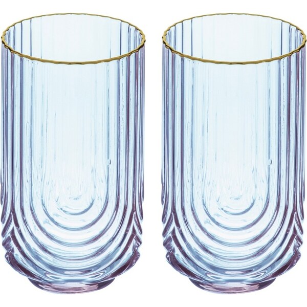 2pc Tempa Florence 450ml Highball Glass Tumbler Drink Glasses Set Tranquil Blue