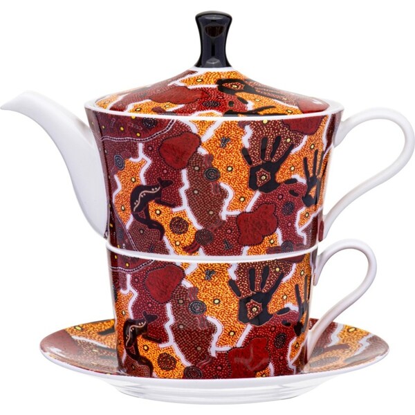 Ashdene Maarakool Art Native Title 350ml Tea For One w/ 250ml Cup New Bone China