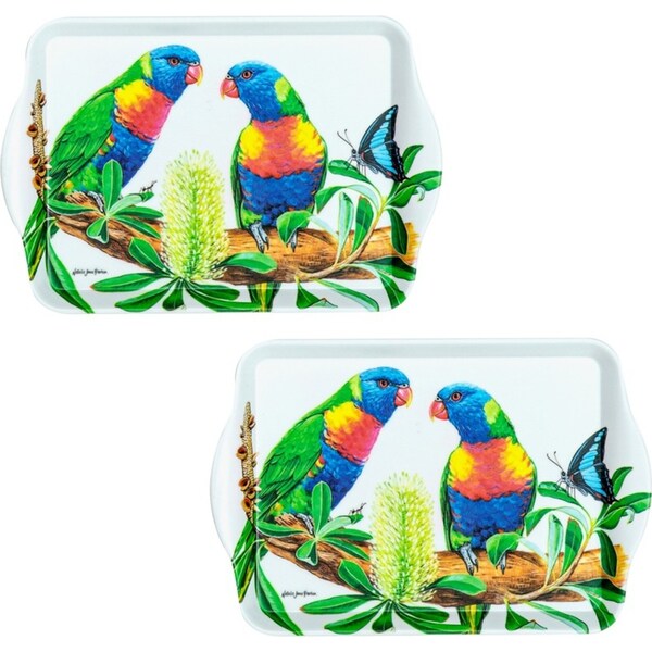 2pc Ashdene Australian Birds 21cm Scatter Tray Matte Melamine Rainbow Lorikeet